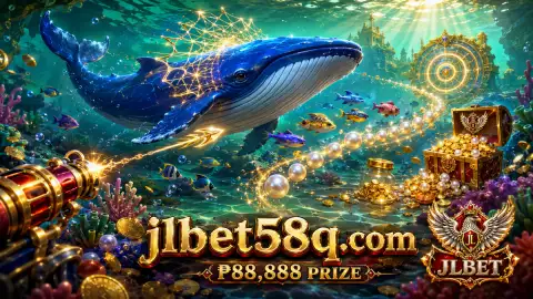 JLBET fishing scene showing underwater targets, the game control area, and visible action feedback