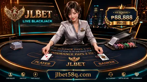 JLBET live casino table-facing room composition with the playing area held as the central visual detail